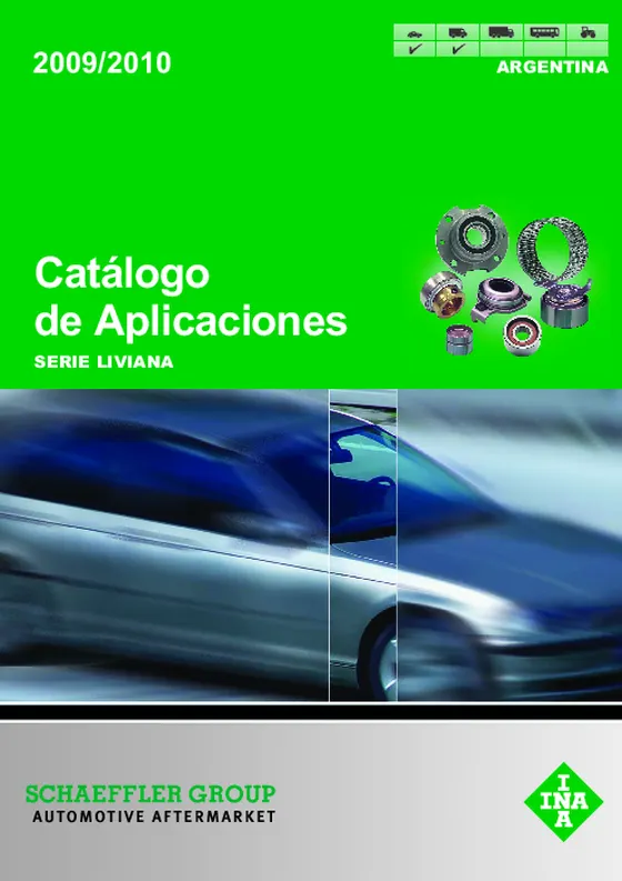 Portada del catálogo de aplicaciones INA serie liviana 2009/2010