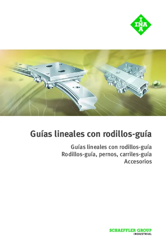 Portada del catálogo LF1 de guías lineales con rodillos-guía