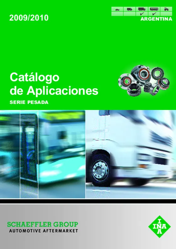 Portada del catálogo de aplicaciones INA serie pesada 2009/2010