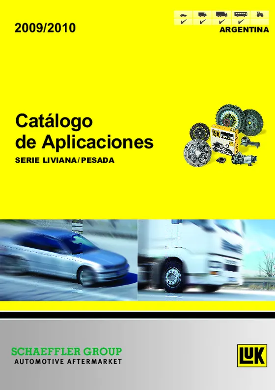 Portada del catálogo de aplicaciones LUK series liviana y pesada 2009/2010